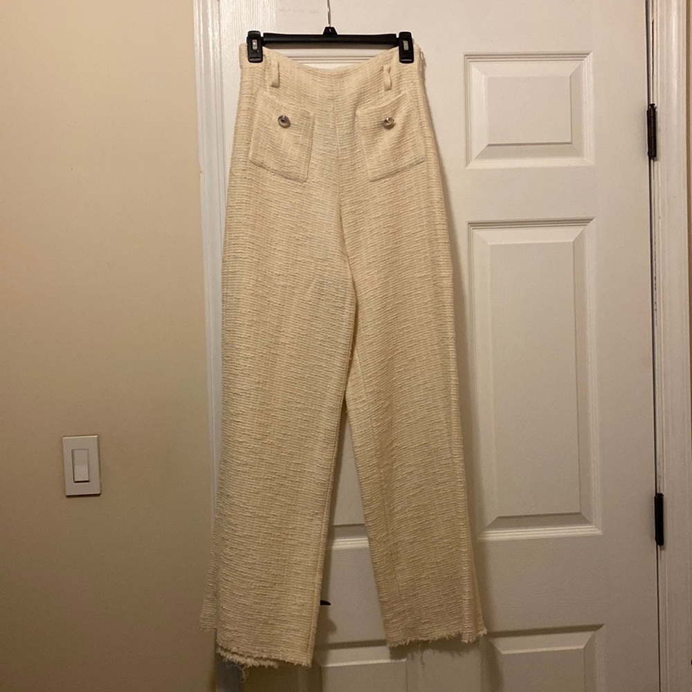 Cream Maje tweed Trousers without belt